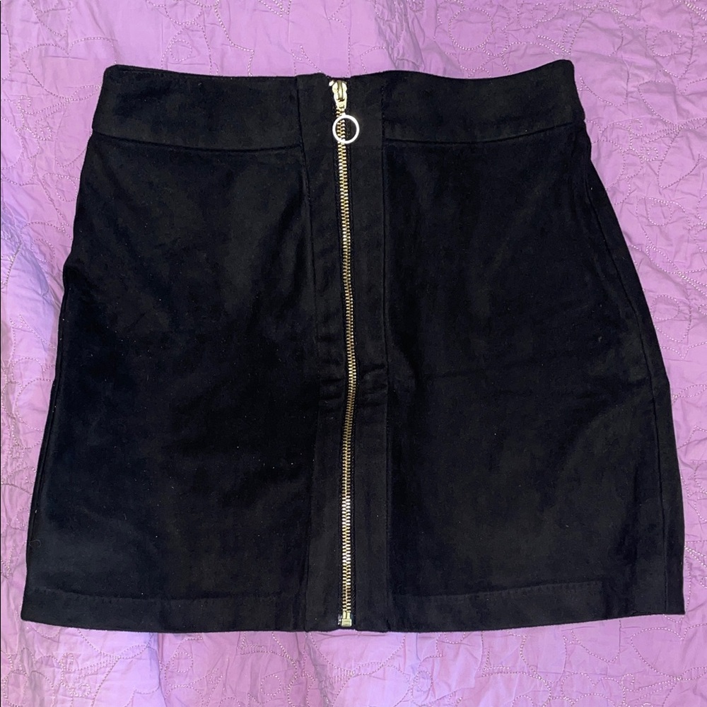 H&M Black Mini Skirt with Front Zipper